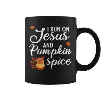 I Run On Jesus And Pumpkin Spice Halloween Fall Women Halloween Coffee Mug | Mazezy