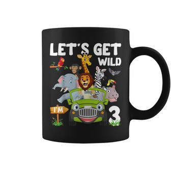 Safari Jungle Animal Let's Get Wild I'm 3 Year Old Birthday Coffee Mug | Mazezy
