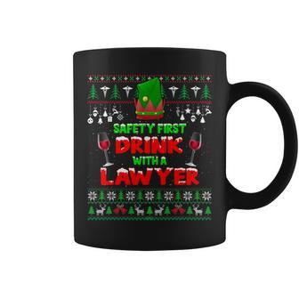 Safety First Drink With A Lawyer Ugly Christmas Sweater Coffee Mug | Mazezy