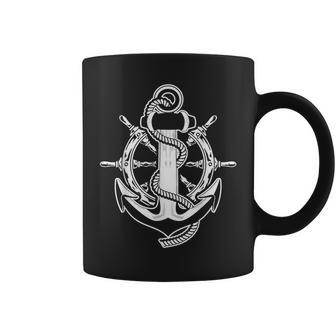 Sail Captain Sring Wheel Anchor Sailboat Sailor Sailing Coffee Mug | Mazezy