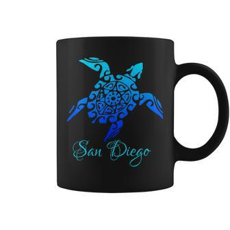 San Diego California Vintage Retro Tribal Sea Turtle Coffee Mug | Mazezy