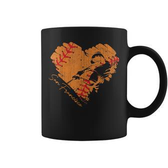 San Francisco Baseball Heart Distressed Vintage Coffee Mug