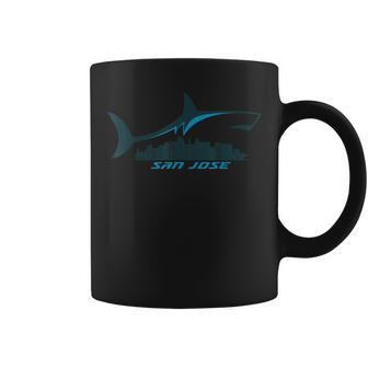 San Jose City Skyline With Shark Above Shark City Sj Coffee Mug | Mazezy