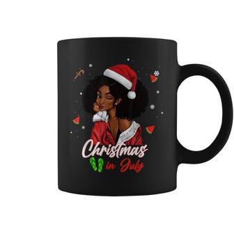 Santa African American Girl Christmas In July Black Queen Coffee Mug - Monsterry AU