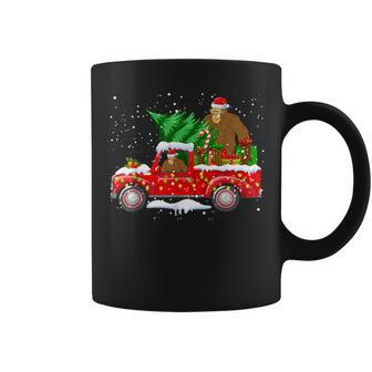 Santa Bigfoot Riding Red Truck & Xmas Tree Merry Christmas Coffee Mug - Thegiftio UK