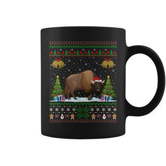 Santa Bison Animal Xmas Lighting Ugly Bison Christmas Coffee Mug | Mazezy