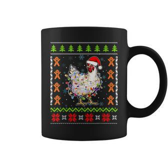 Santa Chicken Christmas Lights Ugly Sweater Chicken Coffee Mug - Monsterry DE