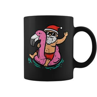 Santa Flamingo Floatie Funny Christmas In July Summer Xmas Coffee Mug - Monsterry CA