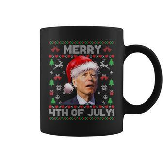Santa Joe Biden Merry 4Th Of July Ugly Christmas Sweater Coffee Mug | Mazezy DE