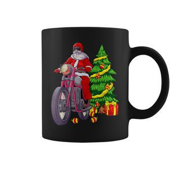Santa On Motorcycle Biker Christmas Motorbike Coffee Mug | Mazezy