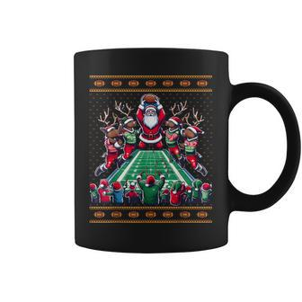 Santa Reindeer Play American Football Christmas Football Fan Coffee Mug - Monsterry CA