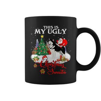 Santa Riding Alaskan This Is My Ugly Christmas Sweater Coffee Mug - Monsterry