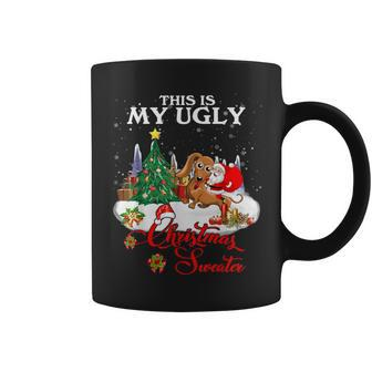 Santa Riding Dachshund This Is My Ugly Christmas Sweater Coffee Mug - Monsterry