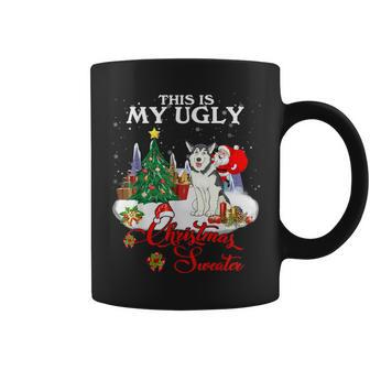 Santa Riding Husky This Is My Ugly Christmas Sweater Coffee Mug - Monsterry UK