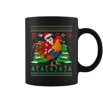 Santa With Rooster Christmas Tree Farmer Ugly Xmas Sweater Coffee Mug | Mazezy CA