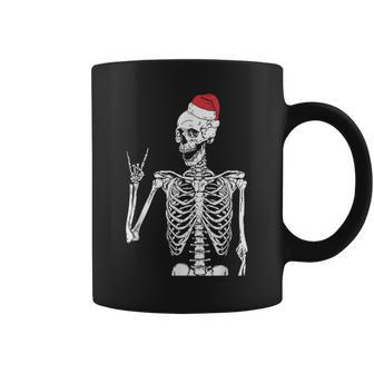 Santa Skeleton Rock Hand Christmas X-Mas Rocker Musician Coffee Mug | Mazezy