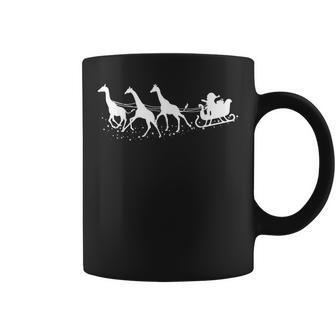 Santa Sleigh Giraffe Christmas Camelopard Fans Coffee Mug | Mazezy