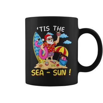 Santa Surf Flamingo Float Tis The Sea Sun Christmas In July Coffee Mug - Monsterry CA
