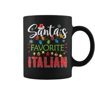 Santas Favorite Italian Xmas Light Santa Hat Christmas Gift Coffee Mug | Mazezy