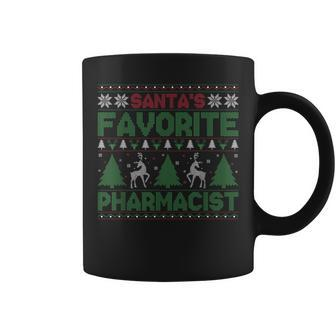 Santa's Favorite Pharmacist Ugly Christmas Sweater Coffee Mug | Mazezy