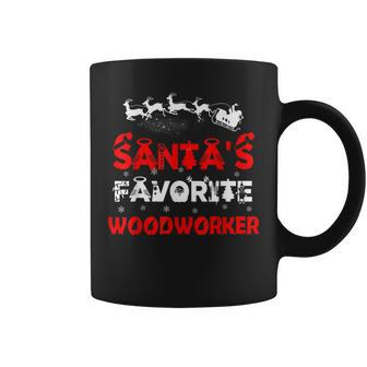 Santas Favorite Woodworker Funny Job Xmas Gifts Coffee Mug | Mazezy