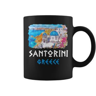Santorini Greece Painting Souvenir Gift For Women Coffee Mug - Thegiftio UK