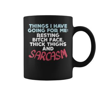 Sarcasm Thick Thighs Resting Bitch Face Gym Quote Coffee Mug | Mazezy