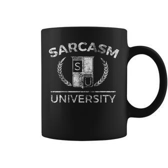 Sarcasm University Funny Distressed Coffee Mug | Mazezy