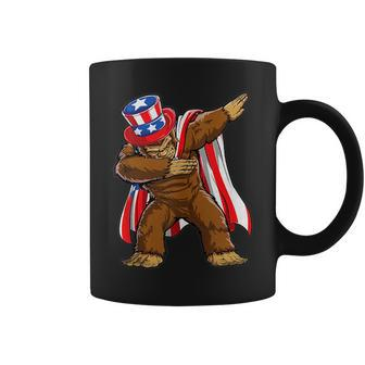 Sasquatch Dabbing Bigfoot 4Th Of July Usa Flag Independence Coffee Mug | Mazezy