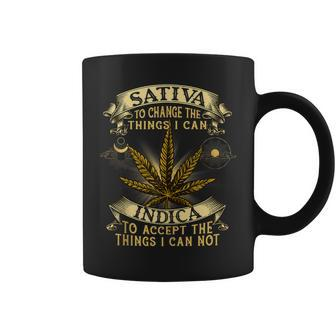 Sativa To Change The Things I Can Indica Cannabis Weed Leaf Coffee Mug - Seseable