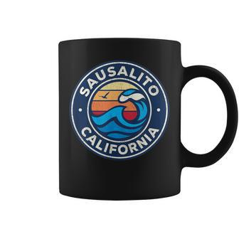 Sausalito California Ca Vintage Nautical Waves Coffee Mug | Mazezy
