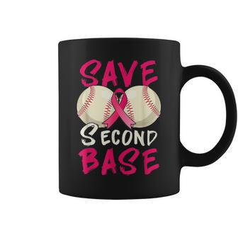 Save Second 2Nd Base Baseball Pink Ribbon Breast Cancer Coffee Mug - Seseable