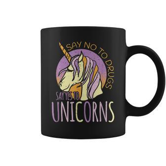 Say No To Drugs Say Yes To Unicorns Rainbow Anti Alcohol Coffee Mug | Mazezy UK
