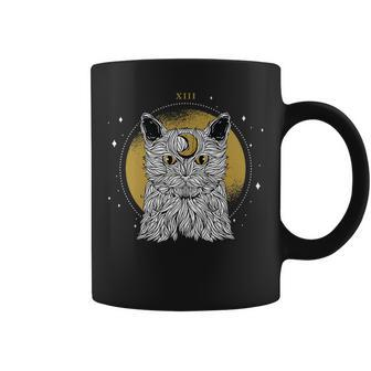 Scary Creepy Hairy Kitty Moon Astrology Coffee Mug | Mazezy