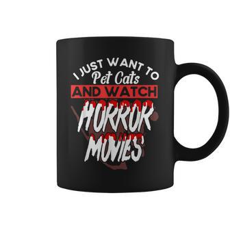 Scary Horror Movie Pet Cats And Watch Horror Movies Scary Coffee Mug | Mazezy