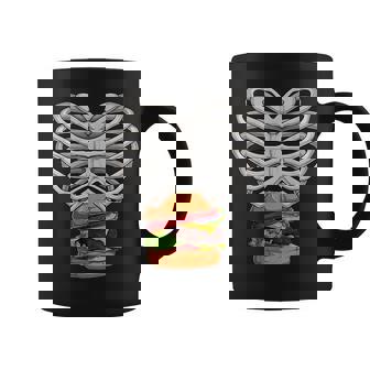 Scary Skeleton Women Halloween Skull Rib Cage Burger Coffee Mug | Mazezy