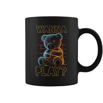 Scary Teddy Bear Toy Urban Style Wanna Play Teddy Bear Coffee Mug | Mazezy