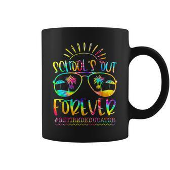 Schools Out Forever Retired Educator Retirement Tie Dye Coffee Mug | Mazezy