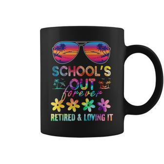 Schools Out Forever Retired Loving It Summer Teacher Tie Dye Coffee Mug | Mazezy