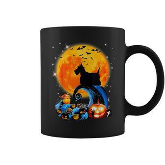 Scottish Terrier And Yellow Moon Halloween Dog Lover Coffee Mug - Monsterry