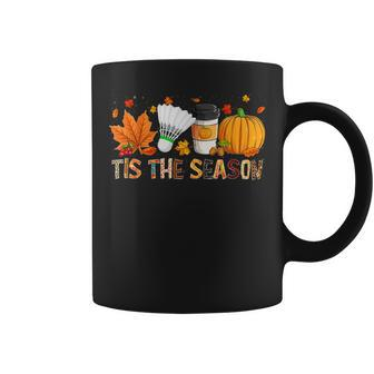 The Season Leopard Pumpkin Badminton Halloween Fall Leaf Badminton Coffee Mug | Mazezy