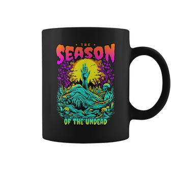 The Season Of The Undead Retro Horror Halloween Zombie Coffee Mug | Mazezy