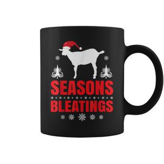 Seasons Bleatings Goat Lover Christmas Goat Pun Coffee Mug | Mazezy