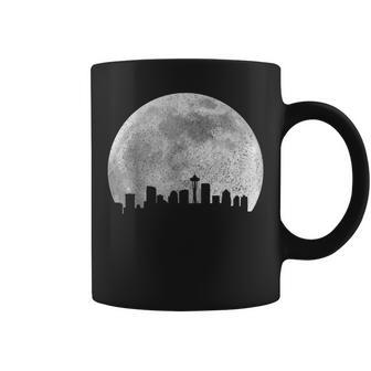 Seattle Washington Skyline Moon Pride Vintage Seattle Coffee Mug | Mazezy