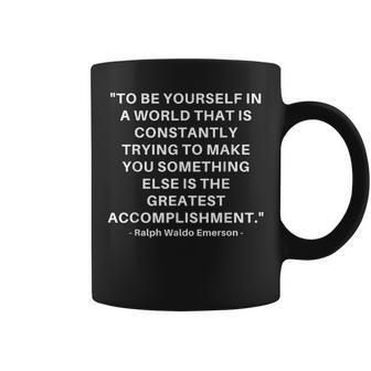 Self Confidence Inspirational Quote Realization Emerson Coffee Mug | Mazezy
