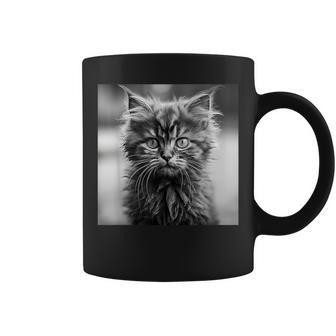 Selkirk Rex Cat Cinematic Black And White Photography Coffee Mug | Mazezy