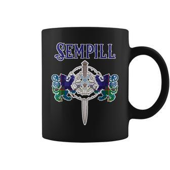 Sempill Scottish Clan Family Name Tartan Lion Sword Gifts For Lion Lovers Funny Gifts Coffee Mug | Mazezy