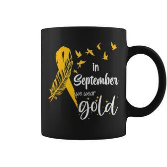In September We Wear Gold Childhood Cancer Awareness Ribbon Coffee Mug - Seseable