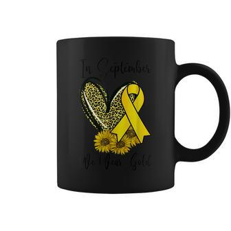 In September We Wear Gold Childhood Cancer Awareness Ribbon Coffee Mug | Mazezy