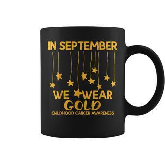 In September We Wear Gold Childhood Cancer Awareness Ribbon Coffee Mug - Monsterry